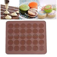 China 30-Capacity Round Shaped Non Stick Heat Resistant Reusable Macarons Silicone Baking Mat for sale