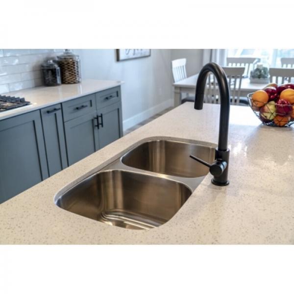 Quality 500mm Brushed Steel Double Bowl Sink With Tap Hole Undermount Noise Elimination for sale