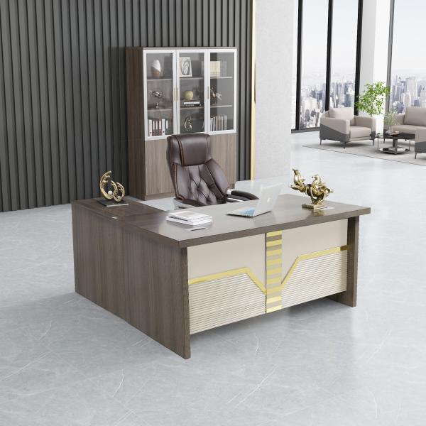 Quality Luxury Wooden Modern Executive Work Table Extendable For Boss Office ODM for sale