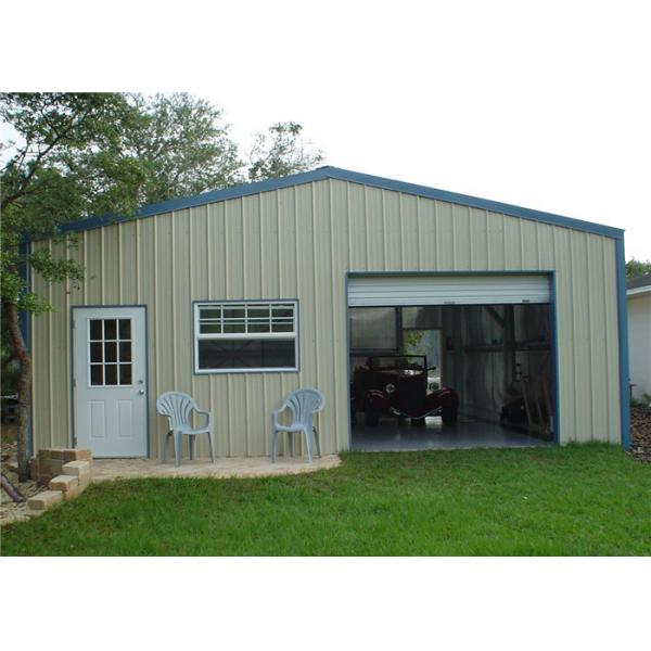 Quality Fire Resistant  Metal Shed Garage Building / Steel Storage Garage With Electric Gate for sale