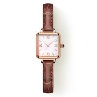 China Small Brown Leather Watch Womens Square Fashion Roman Watch Slim Belt factory