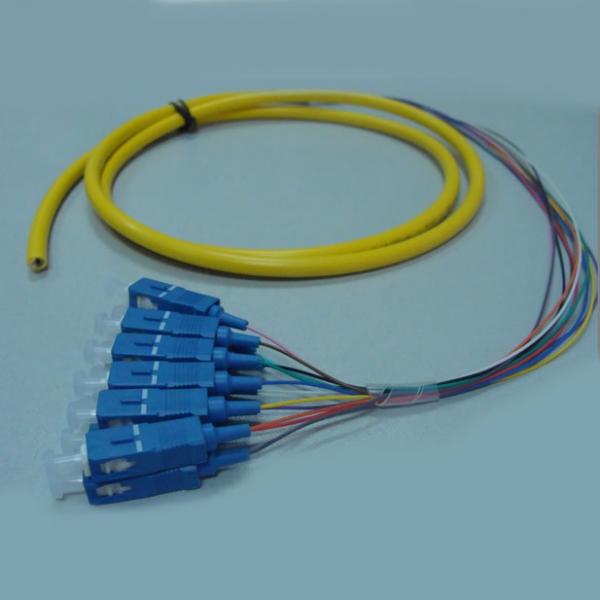 Quality SC / UPC Fiber Optic Pigtail 12 Fibers / Colors Bundle Pigtail Without Kevlar for sale