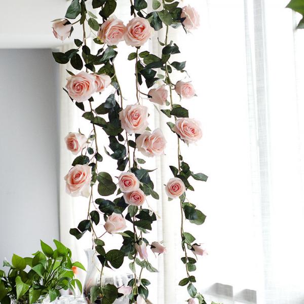 Quality Bendable Fake Wedding Flowers Silk Rose Vine Realistic Apparence for sale