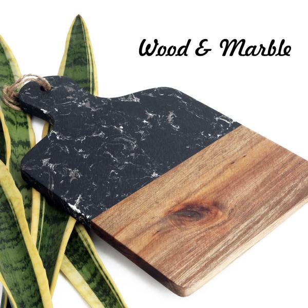 Quality Kitchen Acacia Wood Tray Marble Wood Splicing cutting board with handle for sale
