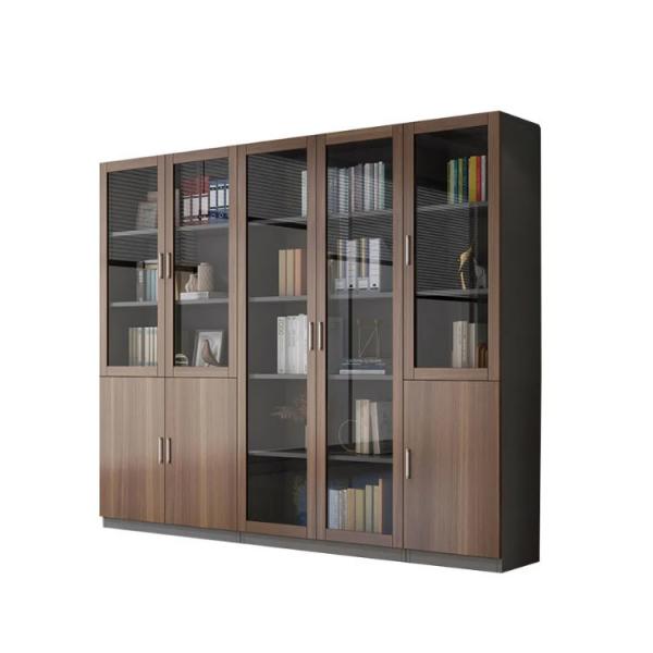 Quality Dark Brown Glass Door File Cabinet 6 Door CEO Large Wood Filing Cabinet for sale