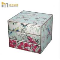 china Three Layers Mirrored Glass Jewellery Box / Glass Earring Box Environment Friendly