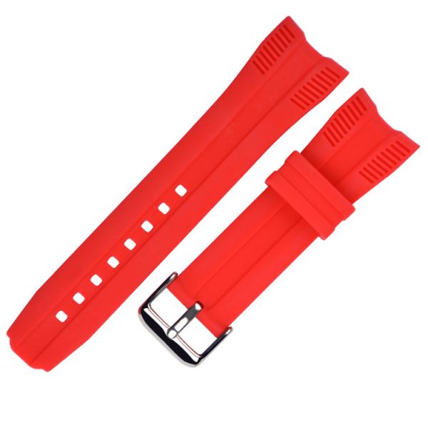 Quality Stylish Silicone Rubber Watch Band Red Color Curved End Wristband 24mm for sale