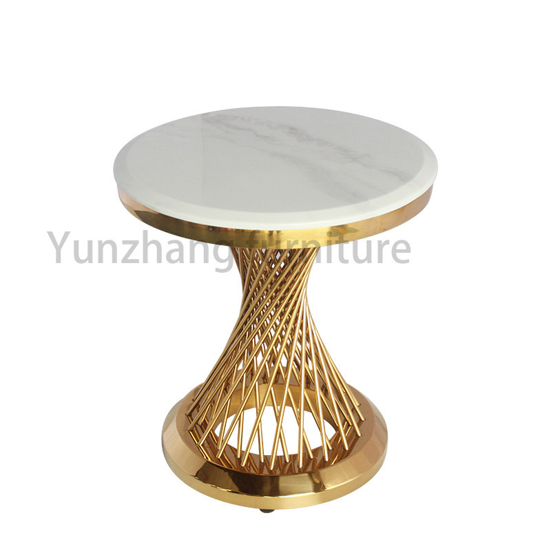 Quality Gold / Rose Gold / Silver Round Side Table Steel Tube Base For Living Room for sale