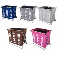 China Foldable Clothing Bag Collapsible Extra Large Washing Dirty Clothes Laundry Basket Hamper 3 Compartments factory