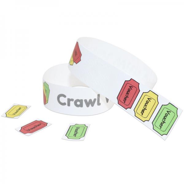 Quality Barcode Customizable Event Wristbands , Adjustable Paper Bracelets For Events for sale