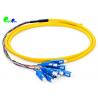 China 12 Cores SC UPC  Pre - terminated Fibre Optic Pigtail  G657A1 9 / 125μm Bunch fanout 0.9mm tail LSZH Jacket Yellow factory