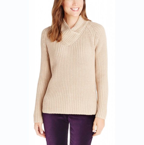 collar knit pullover sweater for women pure color casual wear