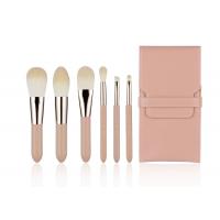 China Nude Pink 6Pcs Mini Makeup Brush Set Non Allergenic With PU Carrying Bag factory