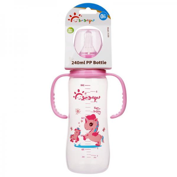 Quality PP Double Handle 8oz 240ml Newborn Baby Milk Bottle for sale