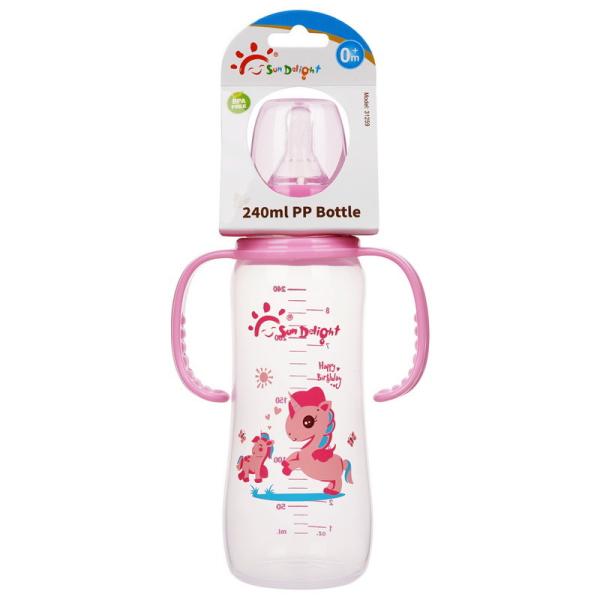 Quality PP Double Handle 8oz 240ml Newborn Baby Milk Bottle for sale