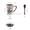 China 350ml ceramic coffee mug with spoon with lid custom printed mugs пить кофе personalized coffee mugs design by decal factory