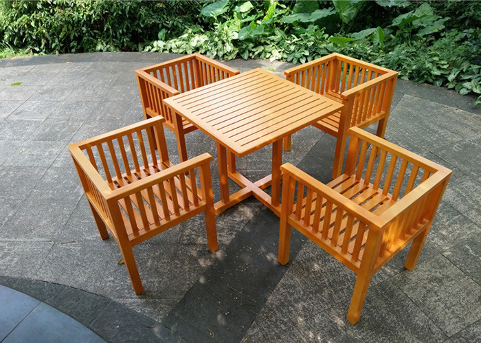 China Waterproof Garden Table And Chairs , Solid Wooden Garden Furniture Stable Durable factory