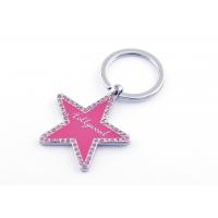 China Star Engraved Metal Keychains Engraved Metal Keyrings With Small Diamond factory