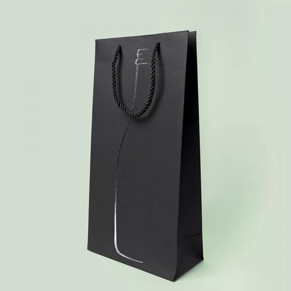 Quality Recycled Kraft Black Paper Carrier Bags Customized Patone Color for sale