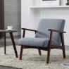 China Upholstered Living Room Armchair Linen Accent Chair With Wooden Legs Durable factory