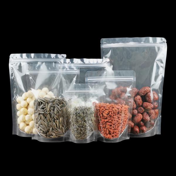 China In Stock High Quality Food Grade Glossy Transparent Stand Up Pouch Plastic Bag Zip Lock Pouch for sale