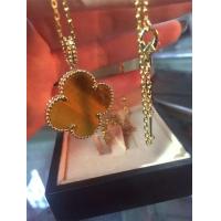 Quality 1 Motif Tiger'S Eye 18K Gold Necklace VCARO49L00 Yellow Color With Flower Shape for sale