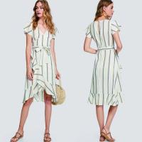 China lady fashion and casual striped dress factory