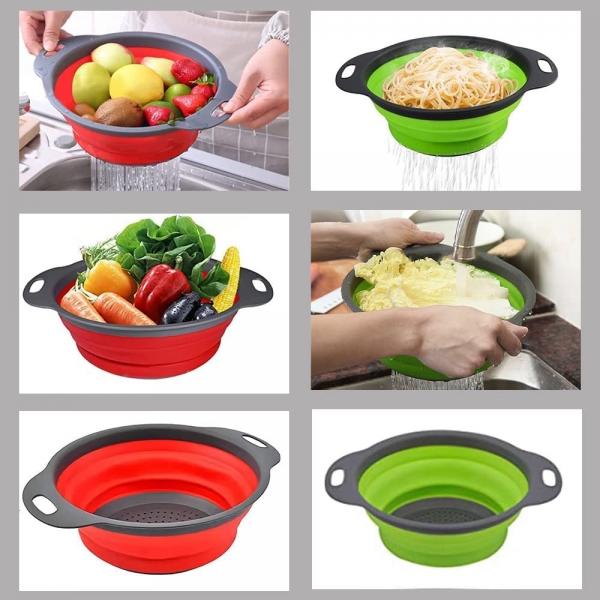 Quality Pasta Foldable Silicone Food Strainer Washable Lightweight 7.9 Inch 9.5 Inch for sale