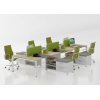 China Maple Color Wooden Office Workstation Desk Furniture Melamine Partition 6 Person for sale