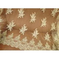 China Vintage Corded Floral Gold Bridal Lace Fabric , Embroidered Net Lace Fabric For Gown factory