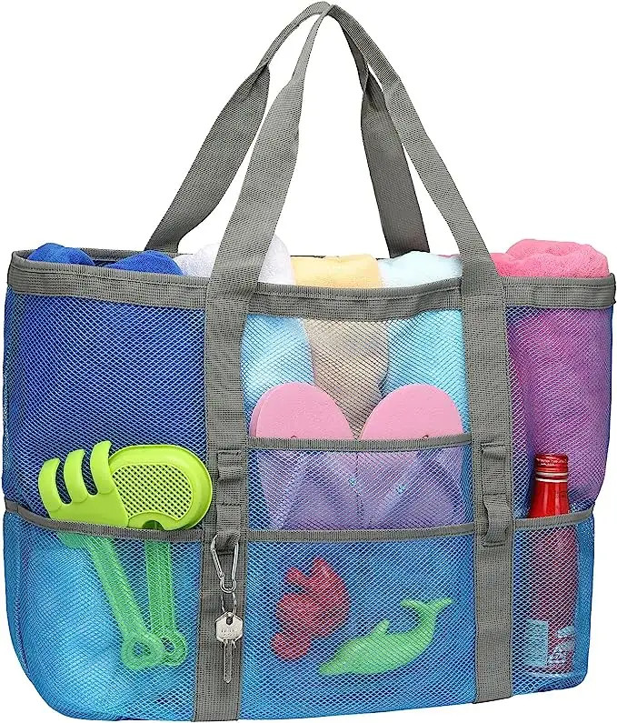 China Oversized Embroidery Extra Large Waterproof Beach Bag With Zipper factory
