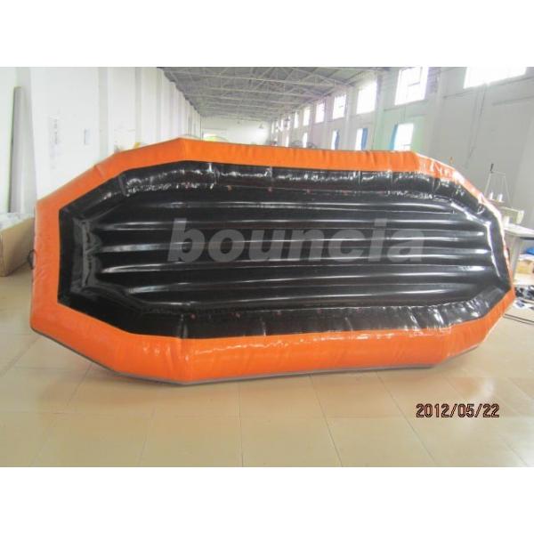 Quality Orange PVC Tarpaulin Fabric Rafting Boat With Reinforced Strips For White Water for sale