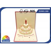 China 3 D Festival Custom Greeting Cards Happy Cake For Birthday Pop Up Card factory