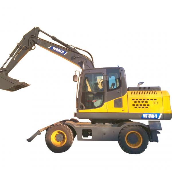 Quality Small Bucket Wheeled Mini Excavator Hydraulic Control Earth Moving Machine for sale