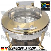 China Food Grade Metal Chafing Dish , Round Roll Top Chafer Durable For Banquet Service factory