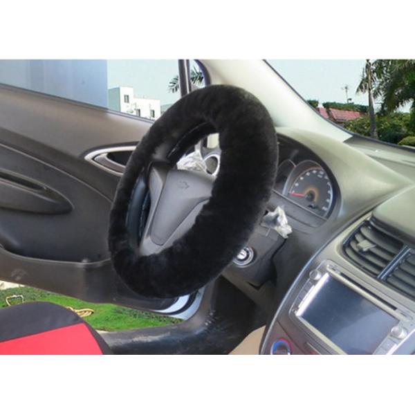 Quality Natural / Dyed Color Sheepskin Steering Wheel Cover With Diameter 38cm for sale