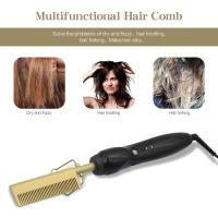 China Hair Care Dual Voltage 45W 450F Titanium Hot Iron Comb For Women factory
