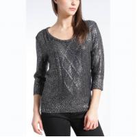 China WOMEN'S 100% ACRYLIC FOIL PRINT CABLE KNITTED SWEATER factory