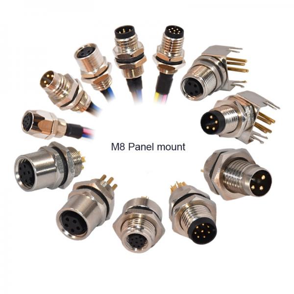 Quality M8 Male 8pins Waterproof Front Panel Mount Connector For Sensor Application for sale