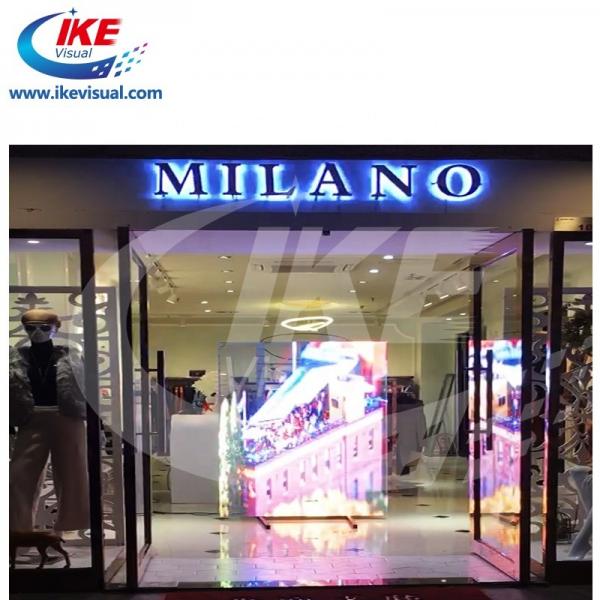 Quality P3.9 Rental Glass Window LED Display 5000 Nits 500*100 transparent lED curtain for sale