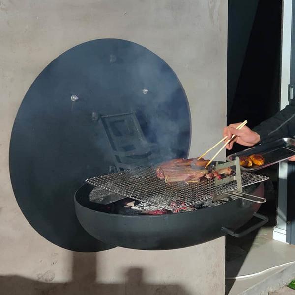 Quality Corten Steel Wood Burning Fire Pits 0.8m Wall Mounted Charcoal Bbq for sale