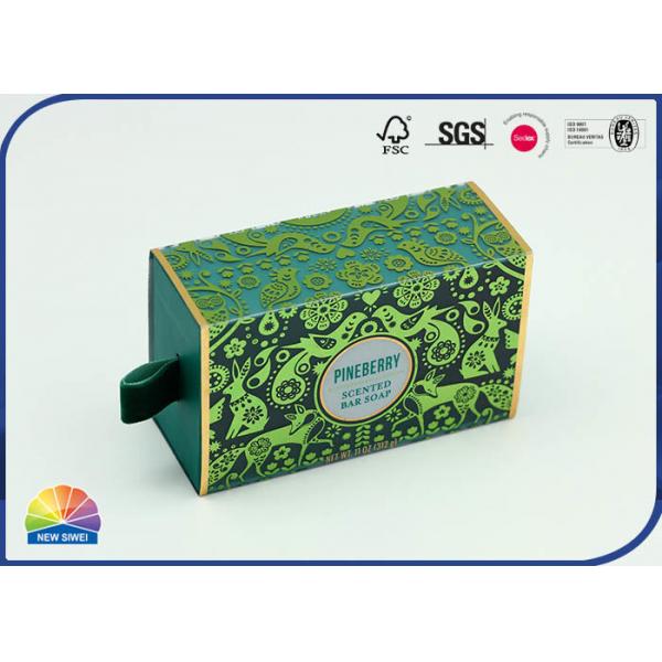 Quality Green Stamping PET Drawer Paper Gift Package Box With Flocking Handle for sale