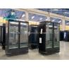 China Commercial 2 Glass Doors Freezer With LED Supermarket Black Painted Steel Upright Deep Freezer factory