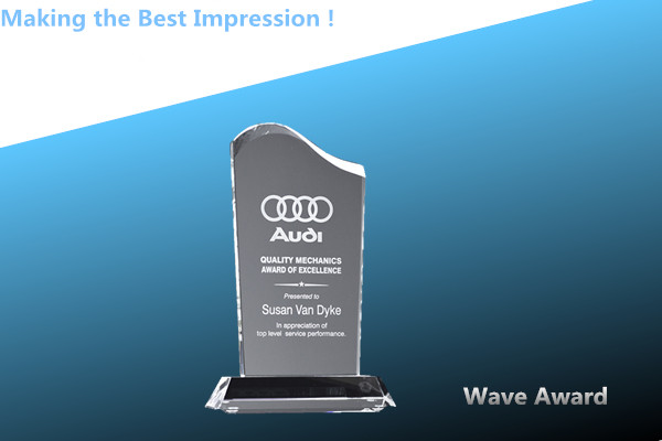 China crystal recognition award/wave trophy/crystal wave award/acrylic wave trophy/wave award factory