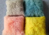 China Long hair curly mongolian sheep fur cushion Tibetan Lambswool fur Throw Pillow factory