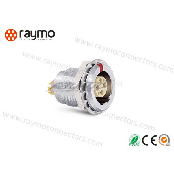 Quality Fixed Receptacle 4 Pin Cable Connector , Odu Plug Lemo B Series Straight PCB Contacts for sale