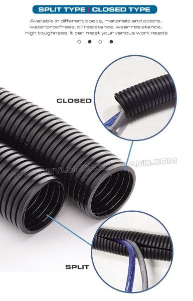 AD15.8 Nylon Black Non-Split Flexible Conduit, 100 Meters Split Electrical Corrugated Tube Hose for Cable Protection