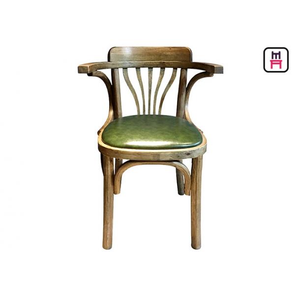 Quality Vintage Wood Leather Dining Chairs With Arms Oak Wooden Wedding Chairs for sale