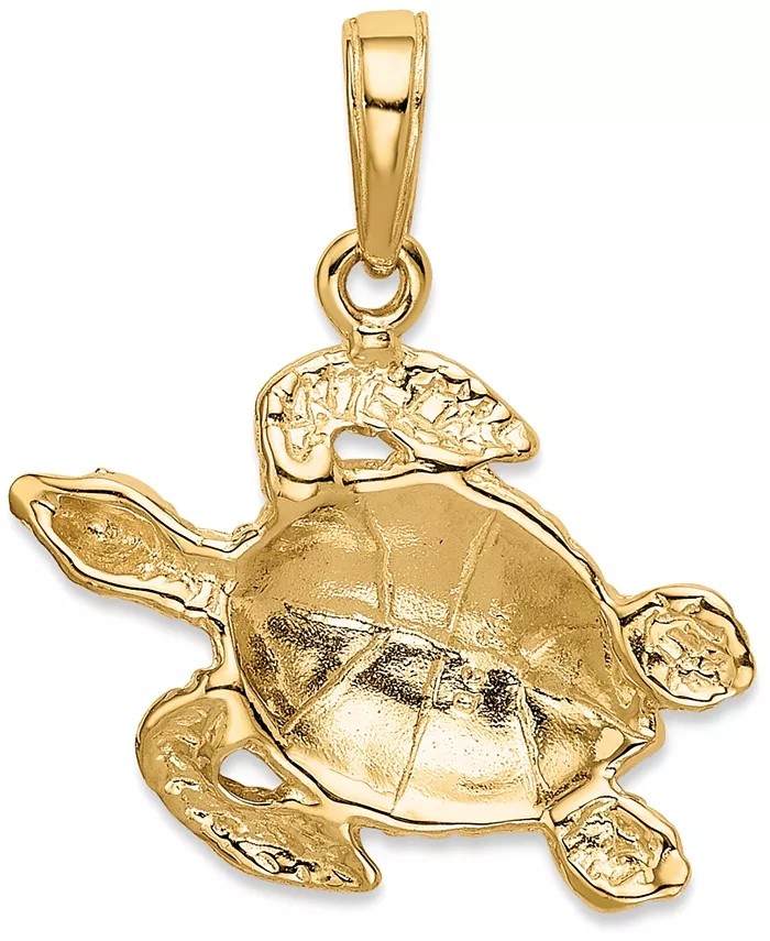 China Sea Turtle Bead  Charm Pendant Fit Euro  Style In 14k Yellow Gold factory