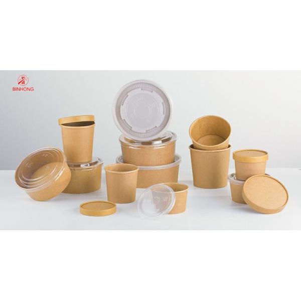 Quality Round Food Paper Take Away Box Leak Proof 500ml for sale